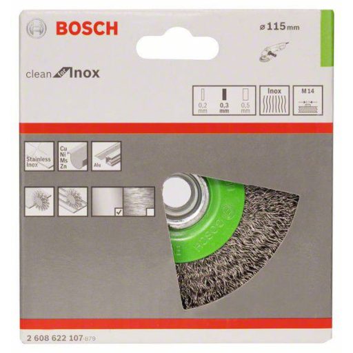 Bosch Accessories Korongkefe, rozsdamentes - 115 mm, 0,3 mm, M14 Bosch Power Tools 2608622107 1 db