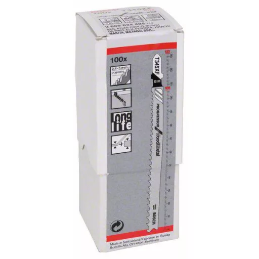 Bosch Accessories 2608634486 Szúrófűrészlap T 345 XF - Progressor for Wood and Metal 100 db
