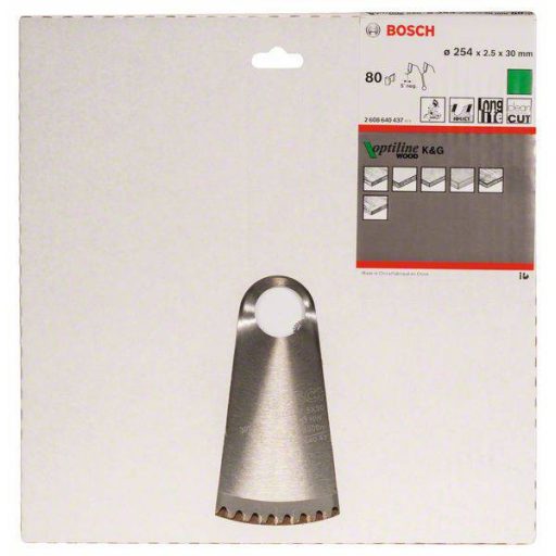 Bosch Accessories Optiline 2608640437 Keményfém körfűrészlap 254 x 30 x 2.5 mm Fogak száma (collonként): 80 1 db