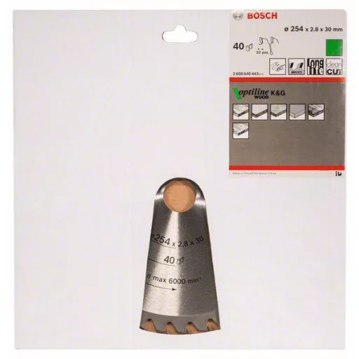 Bosch Accessories Optiline 2608640443 Keményfém körfűrészlap 254 x 30 x 2.8 mm Fogak száma (collonként): 40 1 db