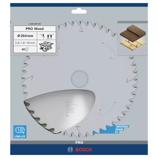 Bosch Accessories Optiline 2608640443 Keményfém körfűrészlap 254 x 30 x 2.8 mm Fogak száma (collonként): 40 1 db