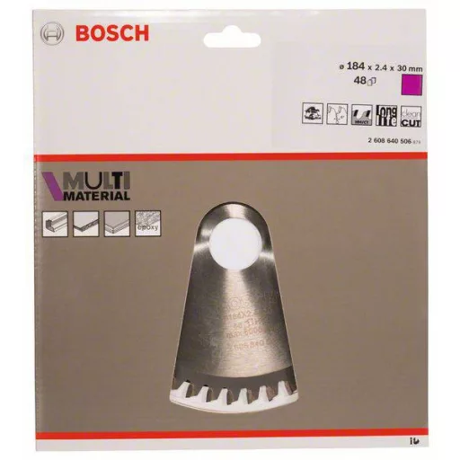 Bosch Accessories Multi Material 2608640506 Keményfém körfűrészlap 184 x 30 x 2.4 mm Fogak száma (collonként): 48 1 db