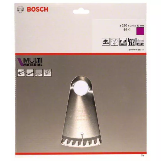 Bosch Accessories Multi Material 2608640513 Keményfém körfűrészlap 230 x 30 x 2.4 mm Fogak száma (collonként): 64 1 db