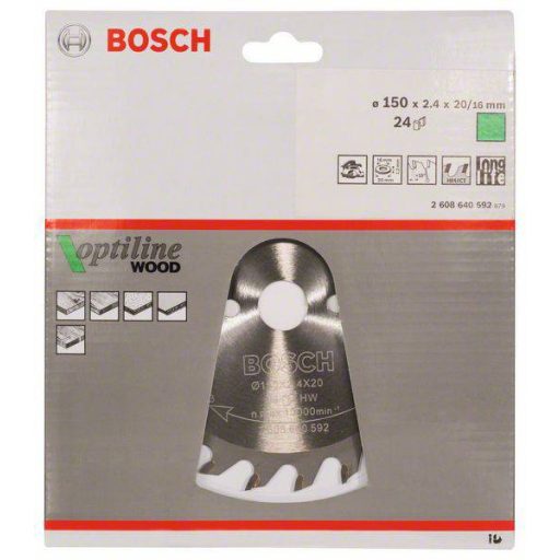 Bosch Accessories Optiline 2608640592 Keményfém körfűrészlap 150 x 20 x 2.4 mm Fogak száma (collonként): 24 1 db
