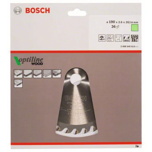 Bosch Accessories Optiline 2608640613 Keményfém körfűrészlap 190 x 20 x 2.6 mm Fogak száma (collonként): 36 1 db