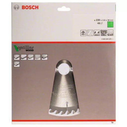 Bosch Accessories Optiline 2608640629 Keményfém körfűrészlap 230 x 30 x 2.8 mm Fogak száma (collonként): 48 1 db