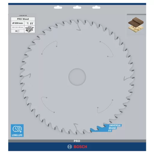 Bosch Accessories Construct Wood 2608640705 Keményfém körfűrészlap 500 x 30 x 3.8 mm Fogak száma (collonként): 36 1 db