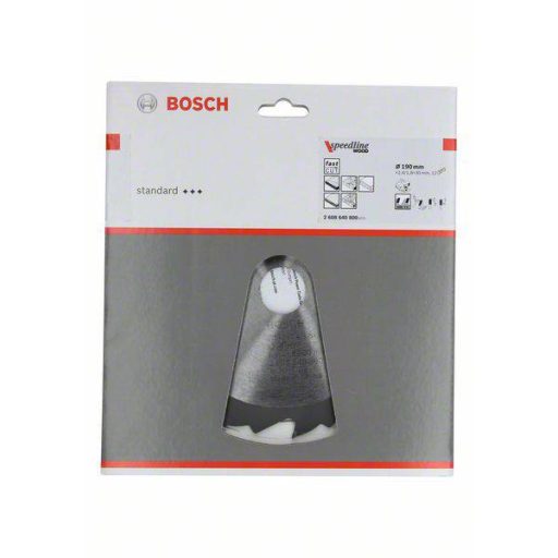 Bosch Accessories Standard for Wood Speed 2608640800 Keményfém körfűrészlap 190 x 30 x 2.6 mm Fogak száma (collonként): 12 1 db