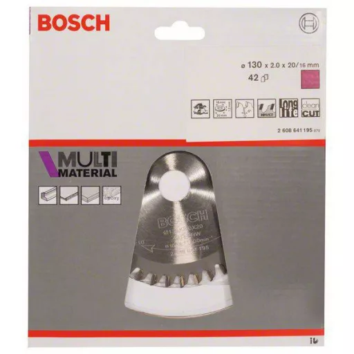 Bosch Accessories Multi Material 2608641195 Keményfém körfűrészlap 130 x 20 x 2 mm Fogak száma (collonként): 42 1 db