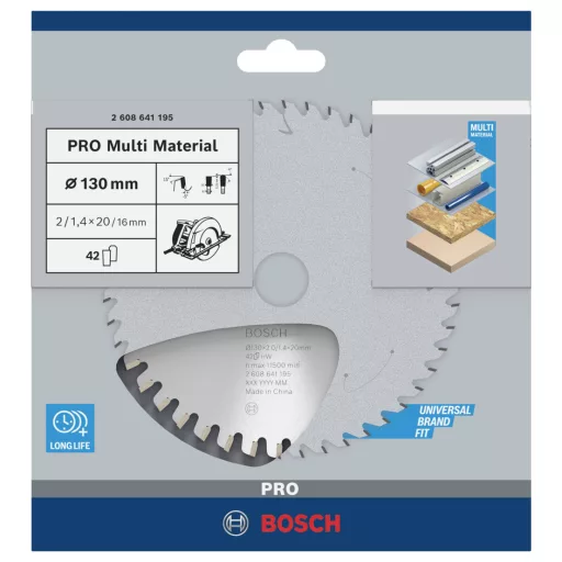 Bosch Accessories Multi Material 2608641195 Keményfém körfűrészlap 130 x 20 x 2 mm Fogak száma (collonként): 42 1 db