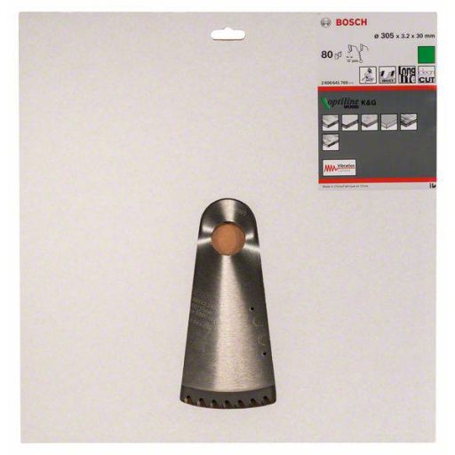 Bosch Accessories Optiline Wood 2608641769 Keményfém körfűrészlap 305 x 30 x 3.2 mm Fogak száma (collonként): 80 1 db