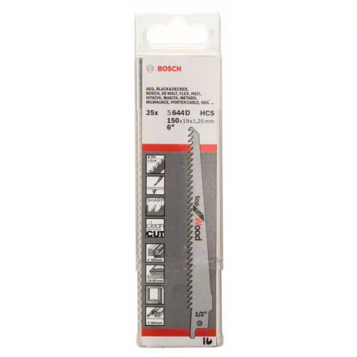 Bosch Accessories 2608650464 Szablyafűrészlap, S 644 D - Top for Wood Fűrészlap hossz 150 mm 25 db