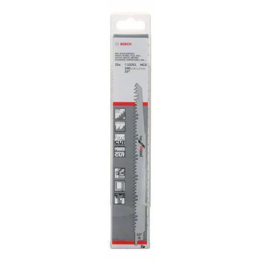 Bosch Accessories 2608650465 Szablyafűrészlap, S 1531 L - Top for Wood Fűrészlap hossz 240 mm 25 db