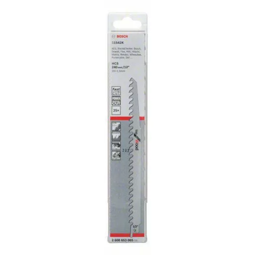 Bosch Accessories 2608653065 Szablyafűrészlap S 1542 K - Top for Wood Fűrészlap hossz 240 mm 25 db