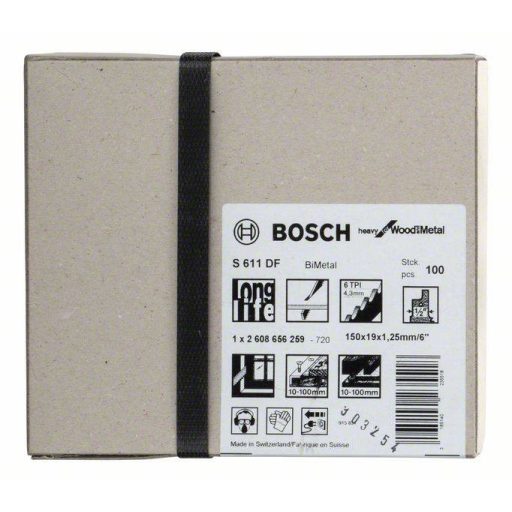 Bosch Accessories 2608656259 Szablyafűrészlap S 611 DF - Heavy for Wood and Metal Fűrészlap hossz 150 mm 100 db