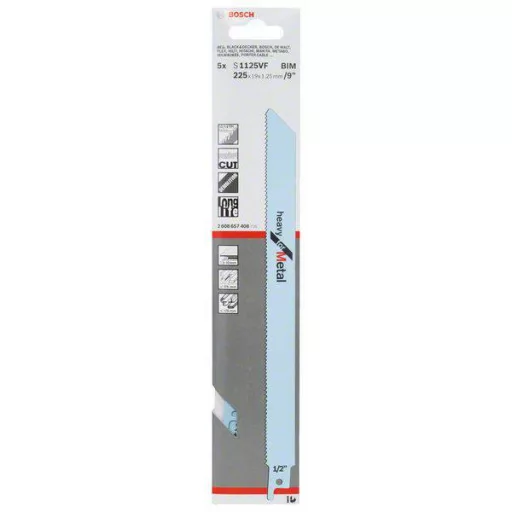 Bosch Accessories 2608657408 Szablyafűrészlap S 1125 VF, Heavy for Metal, 5 db-os csomag 5 db
