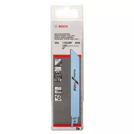 Bosch Accessories 2608657550 Szablyafűrészlap S 922 BF - Flexible for Metal 25 db