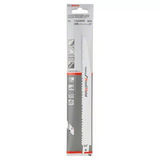 Bosch Accessories 2608657610 Szablyafűrészlap S 1110 VF - Heavy for Wood and Metal Fűrészlap hossz 225 mm 5 db