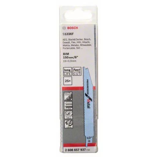 Bosch Accessories 2608657937 Szablyafűrészlap, S 123 XF - Progressor for Metal 25 db