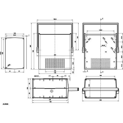TEKO AUS 55.5 Asztali műszerdobozok (H x Sz x Ma) 198 x 178 x 108 mm Polisztirol (EPS), Alumínium Világosszürke 1 db