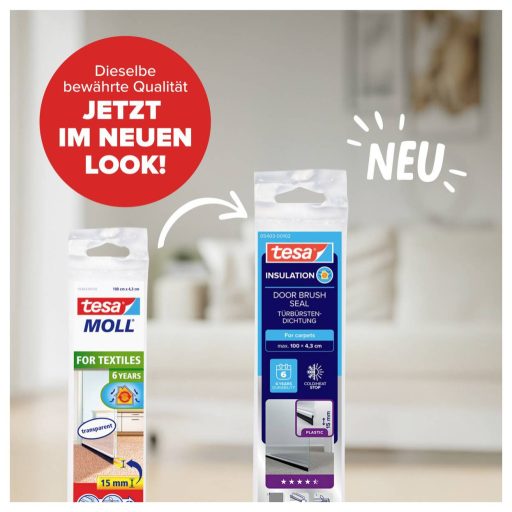 Ajtóseprű 1 m x 43 mm, átlátszó, műanyag, Tesamoll Tesa