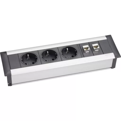 EVOline 159610001000 Hálózati elosztó 3 részes Alumínium, Fekete Védőérintkezős 1 db