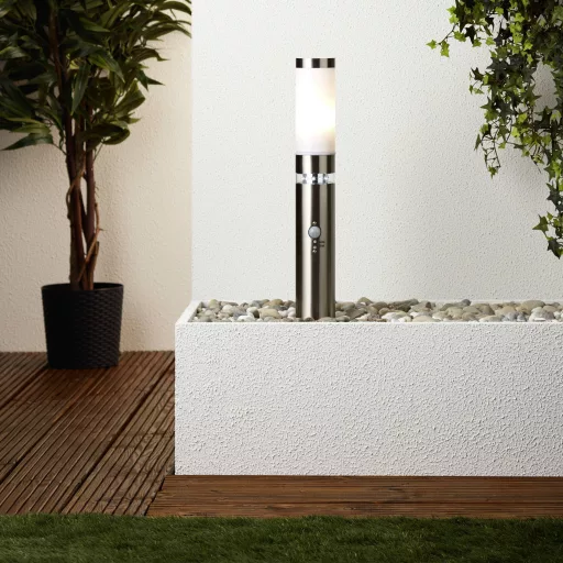 Brilliant G46789/82 Bole Kültéri lámpatest mozgásérzékelővel Energiatakarékos lámpa, LED E27, Fixen beépített LED-es 60.84 W Nemesacél