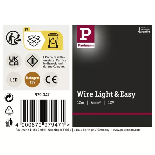 Biztonsági sodrony, átlátszó szigetelésű, 6 mm², 12 m, Paulmann 979047