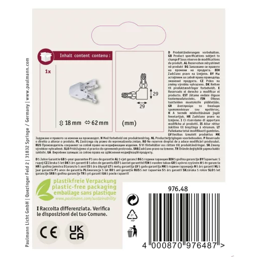 L-összekötő Urail rendszerhez, merev, titán színű, 230 V fém, Paulmann Light&Easy