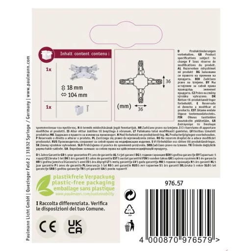 Paulmann 97657 Nagyfeszültségű sínes rendszer elemek X-összekötő Króm (matt)