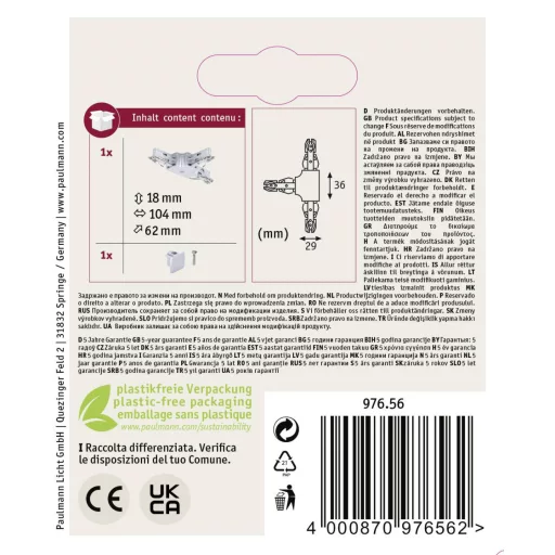 Paulmann 97656 Nagyfeszültségű sínes rendszer elemek T összekötő Króm (matt)