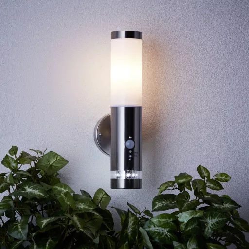 Kültéri fali lámpa mozgásérzékelővel, E27 60 W G96131/82 Nemesacél, Brilliant Bole