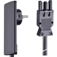   3 pólusú hálózati bekötő kábel lapos dugóval (GST 18) 1,5m fekete WIELAND