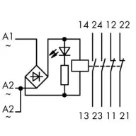   WAGO 789-536 Ipari relé Névleges feszültség: 24 V/DC, 24 V/AC Max. kapcsolási áram: 4 A 2 záró, 2 nitó 1 db