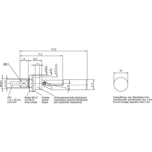 Úszókapcsoló, záró vagy nyitó (beépítési helyzet szerint) 1 A/250 V DC/AC Elobau 207KS12D