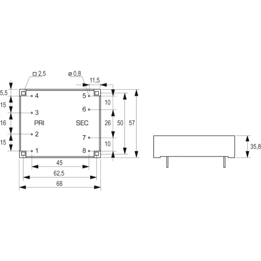 BLOCK FL 30/6 Nyomtatott áramköri transzformátor 2 x 115 V 2 x 6 V/AC 30 VA 2.5 A