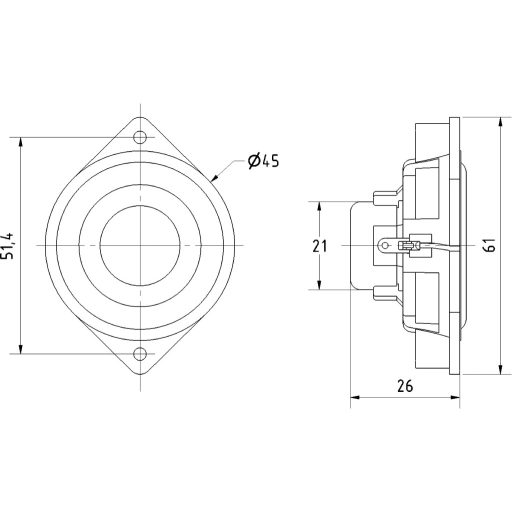 Szélessávú hangszóró 4,5 cm Visaton 2240 79 dB, 79 dB, 4 Ω, 4 W, 1 db, BF 44