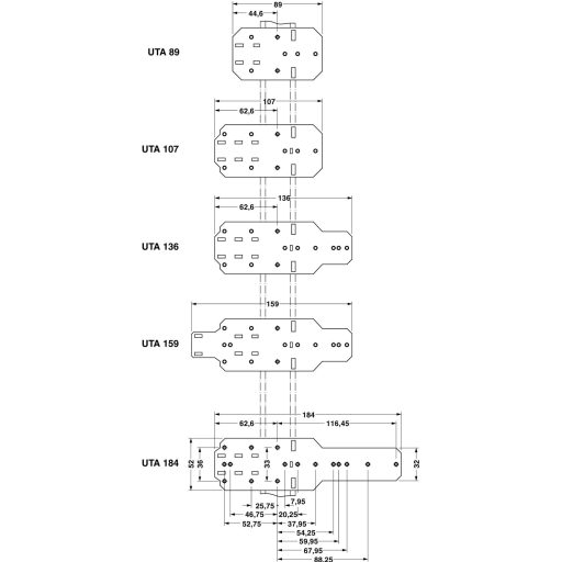 Hordsín adapter Univerzális, Korrózió ellen védett Phoenix Contact UTA 89 1 db