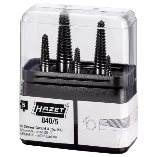 Csavarkihajtó készlet, 5 részes, belső négylapfejű 12,5 mm, Hazet 840/5