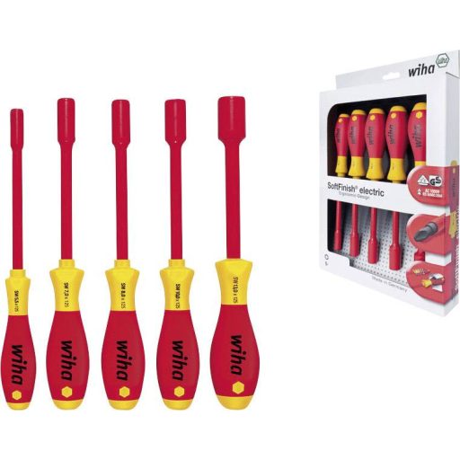 Hatlapú dugókulcs készlet, 5 részes, Wiha SoftFinish 29466