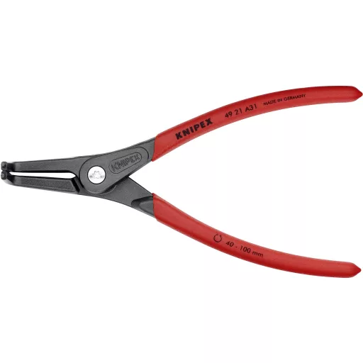 Knipex precíziós biztosítógyűrű fogó külső gyűrűkhöz, hajlított, 40-100 MM