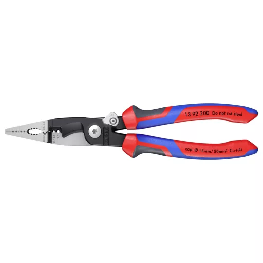Knipex 13 92 200 Többfunkciós villanyszerelő fogó, kombinált fogó, érvéghüvely krimpelő fogó max. 50 mm²-ig