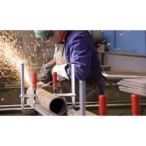 Teljesen acél csavaros gyorsszorító fa fogantyúval, GZ Bessey GZ40, fesztáv: 400 mm, visszavonás: 120 mm