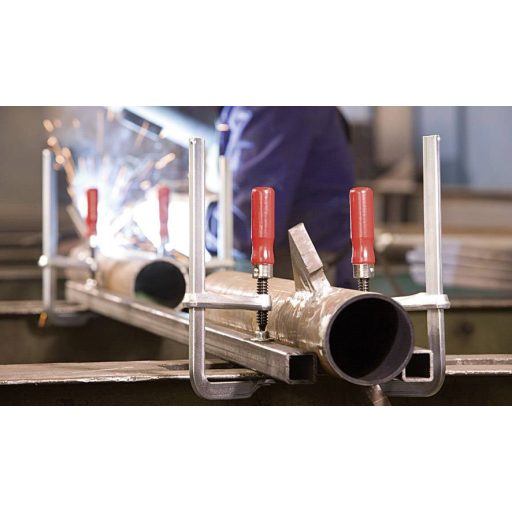 Teljesen acél csavaros gyorsszorító fa fogantyúval, GZ Bessey GZ40, fesztáv: 400 mm, visszavonás: 120 mm