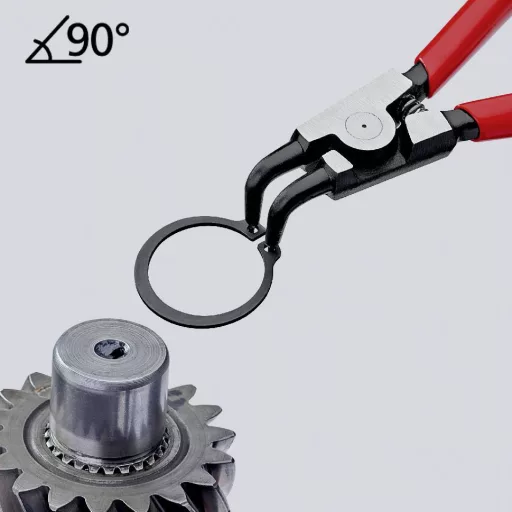 Seegergyűrű fogók külső gyűrűkhöz (tengelyek) 170 mm, Ø 19-60 mm, 90°-ban hajlított, Knipex 46 21 A21