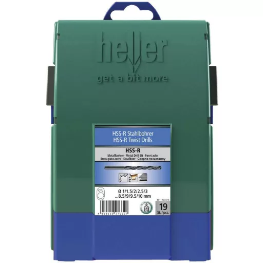 HSS spirálfúró készlet, 19 részes, DIN 338, Heller 17737 5