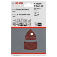   Multi csiszolópapír készlet Tépőzárral, Lyukas Szemcsézet 40, 80, 120, 180 (H x Sz) 102 mm x 62.93 mm Bosch Accessories 2608607417 25 db