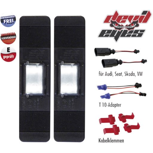 Devil Eyes, LED-es rendszámtábla megvilágítás, univerzális, 2 db LED-del, (H x Sz) 120 mm x 30 mm