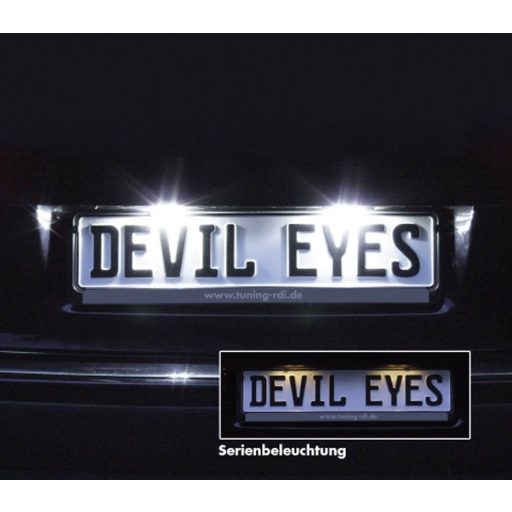 Devil Eyes, LED-es rendszámtábla megvilágítás, univerzális, 2 db LED-del, (H x Sz) 120 mm x 30 mm