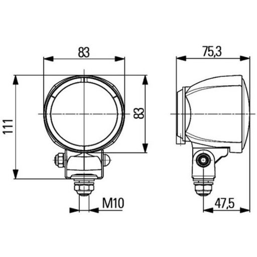 Hella Modul 70, munkalámpa, H3, 12/24 V, (Ø x Mé) 83 mm x 75 mm